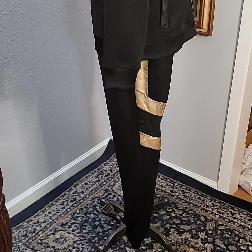 INC black and metallic gold track suit pants and jacket size large - Picture 8 of 16